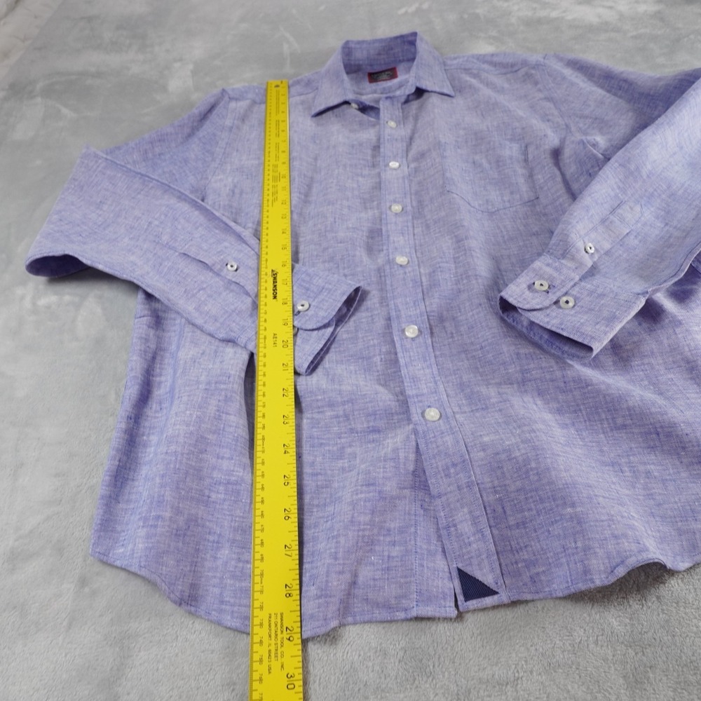 Untuckit Linen Button Up Shirt Large Slim Fit Blue Wrinkle Resistant Long Sleeve - Picture 4 of 13